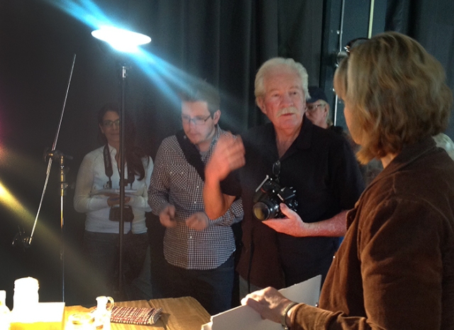 Instructor Bill Robbins showing test shot at one of the food stages.  iPad shot